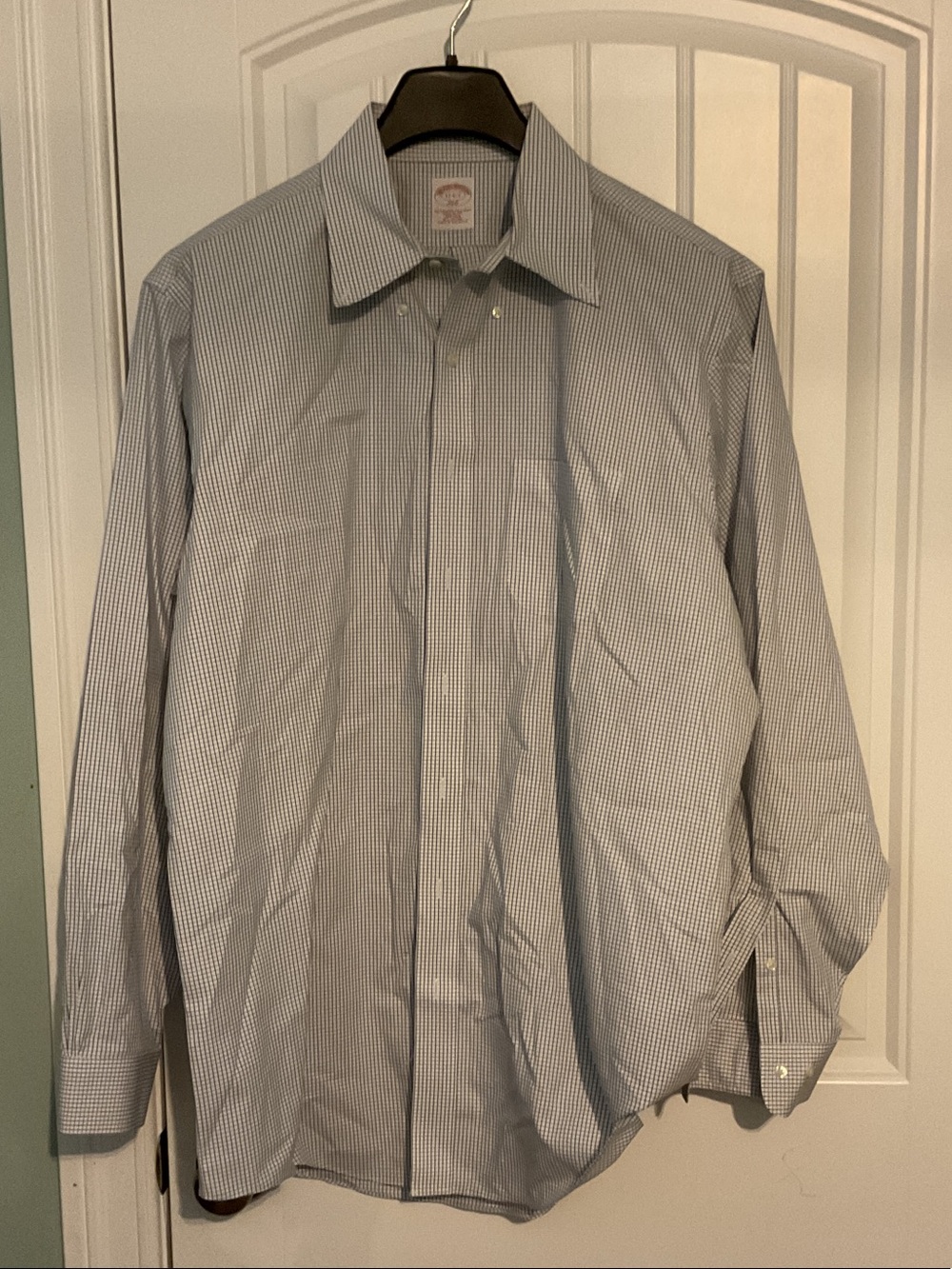 Brooks Brothers Blue and White Micro-Check Dress Shirt